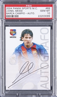 2004-05 Panini Sports Mega Cracks Barca Campeon #89 Lionel Messi Rookie Card - PSA GEM MT 10